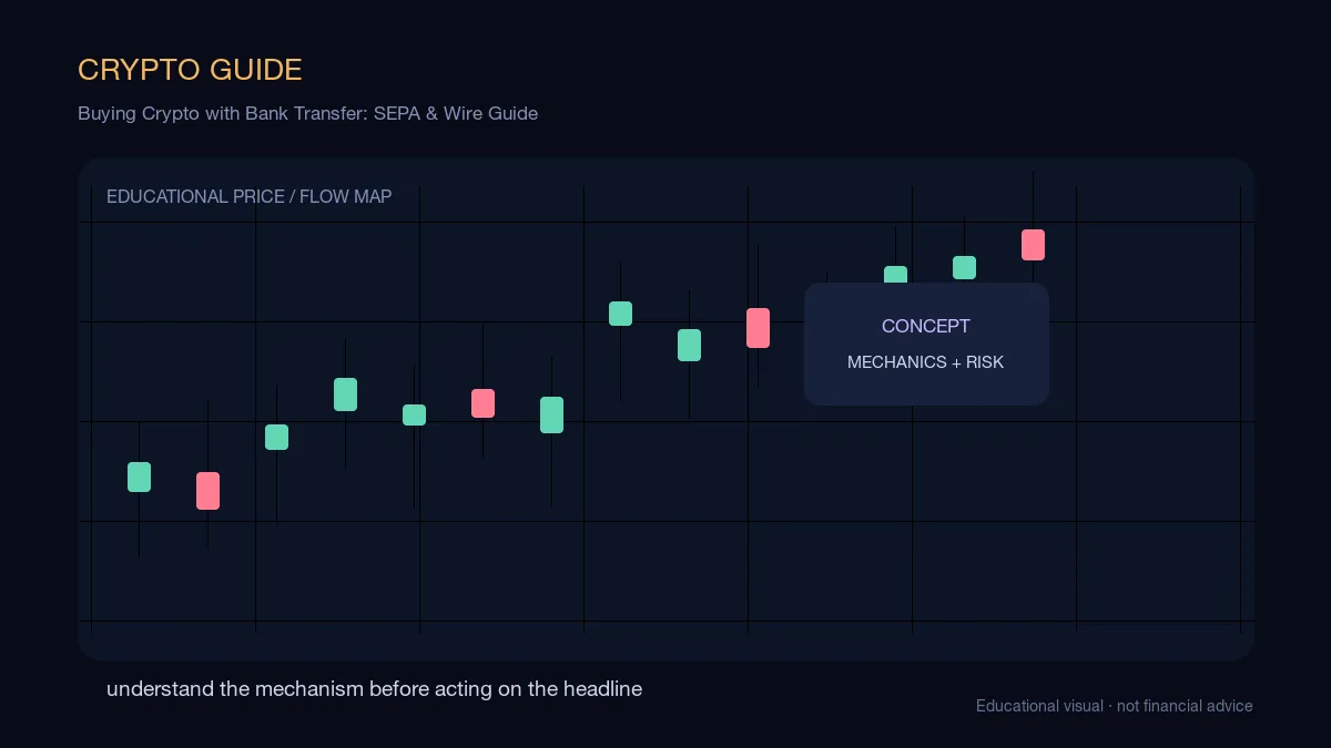 Buying Crypto with Bank Transfer: SEPA & Wire Guide: educational cryptocurrency diagram showing the key concepts, risks, and decision points