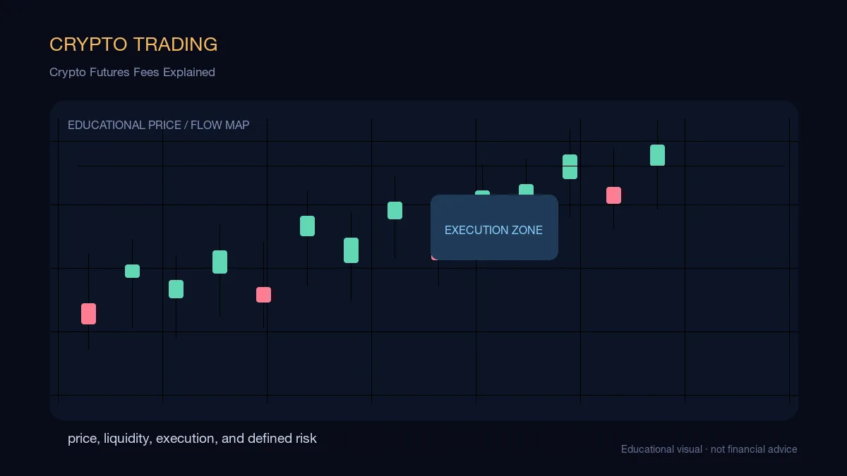 Crypto Futures Fees Explained: educational cryptocurrency diagram showing price, liquidity, execution, and risk-management decisions