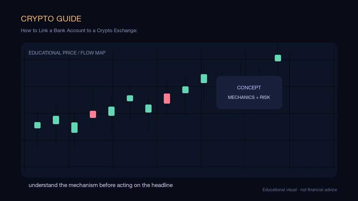 How to Link a Bank Account to a Crypto Exchange:: educational cryptocurrency diagram showing the key concepts, risks, and decision points