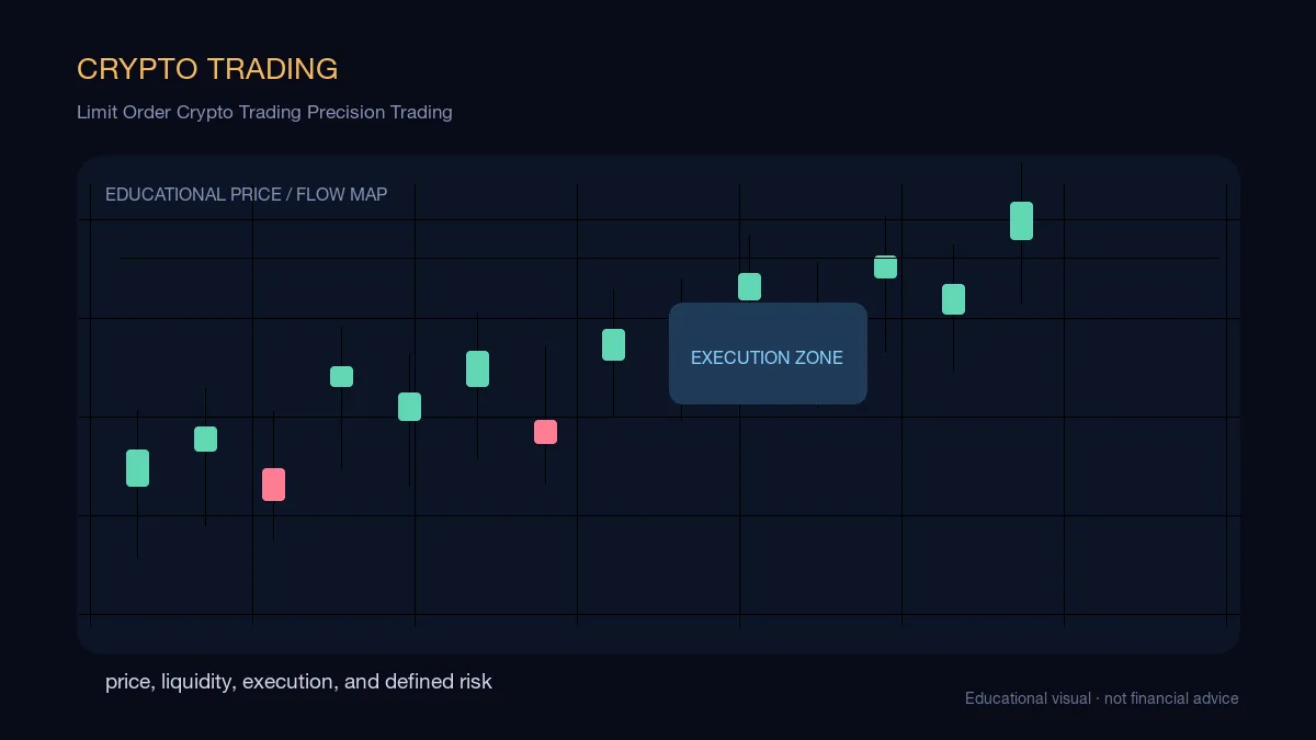 Limit Order Crypto Trading Precision Trading: educational cryptocurrency diagram showing price, liquidity, execution, and risk-management decisions