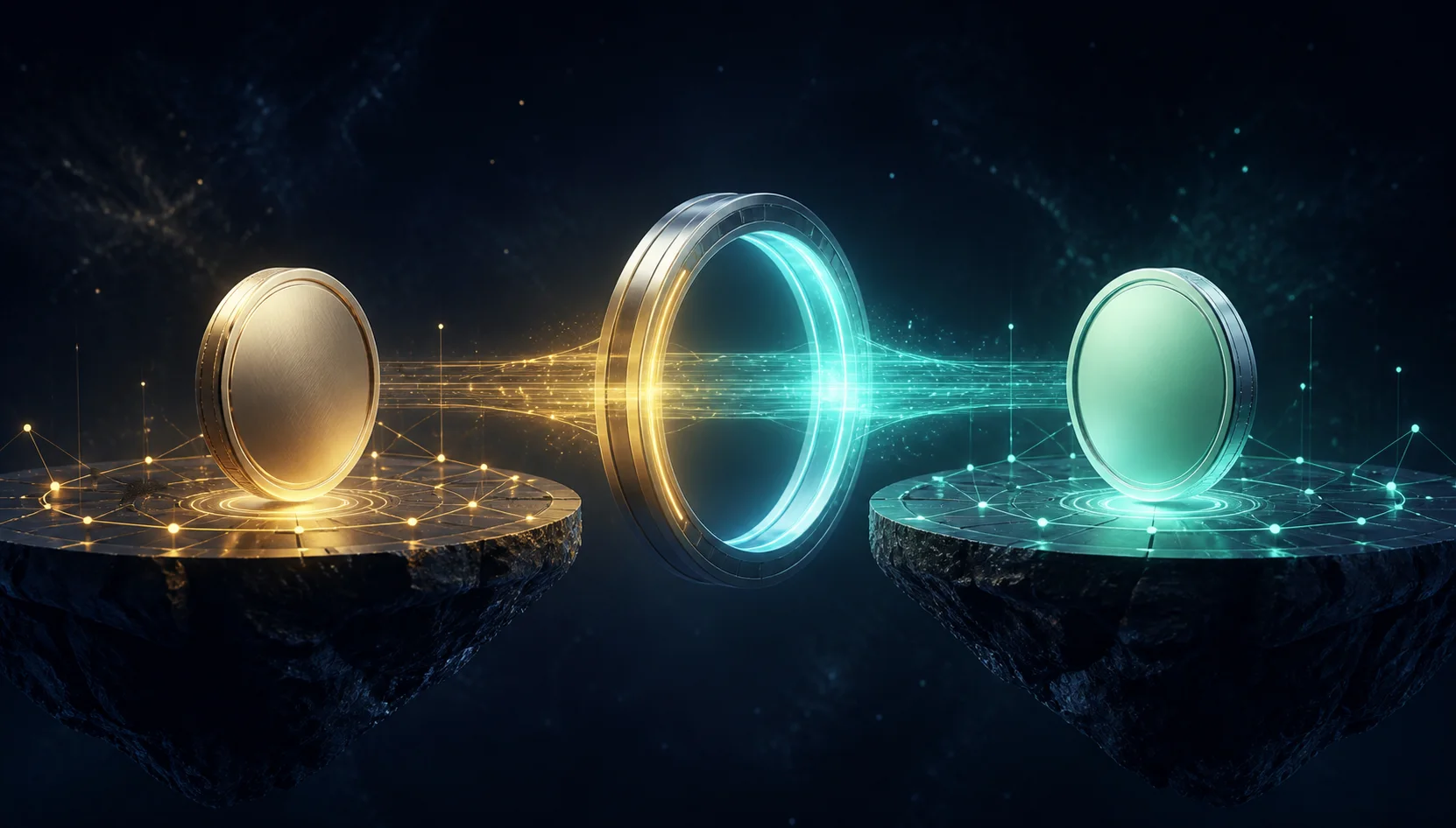 Blank bridge token connecting two separate blockchain networks