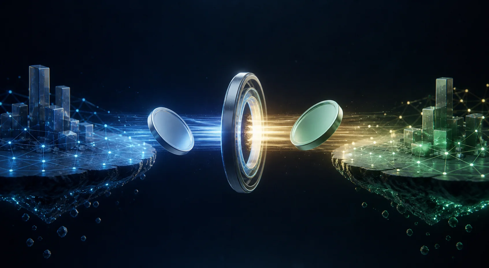 Abstract token exchange connecting two blockchain networks
