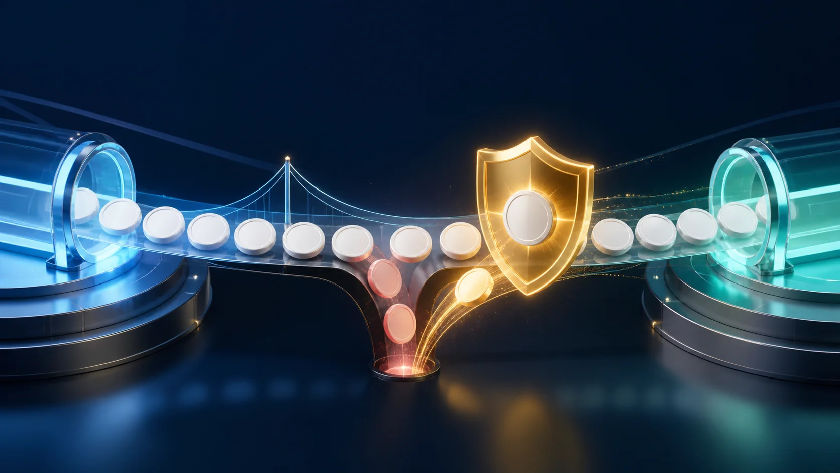Cross-chain token transfer showing slippage and a protective rebate shield