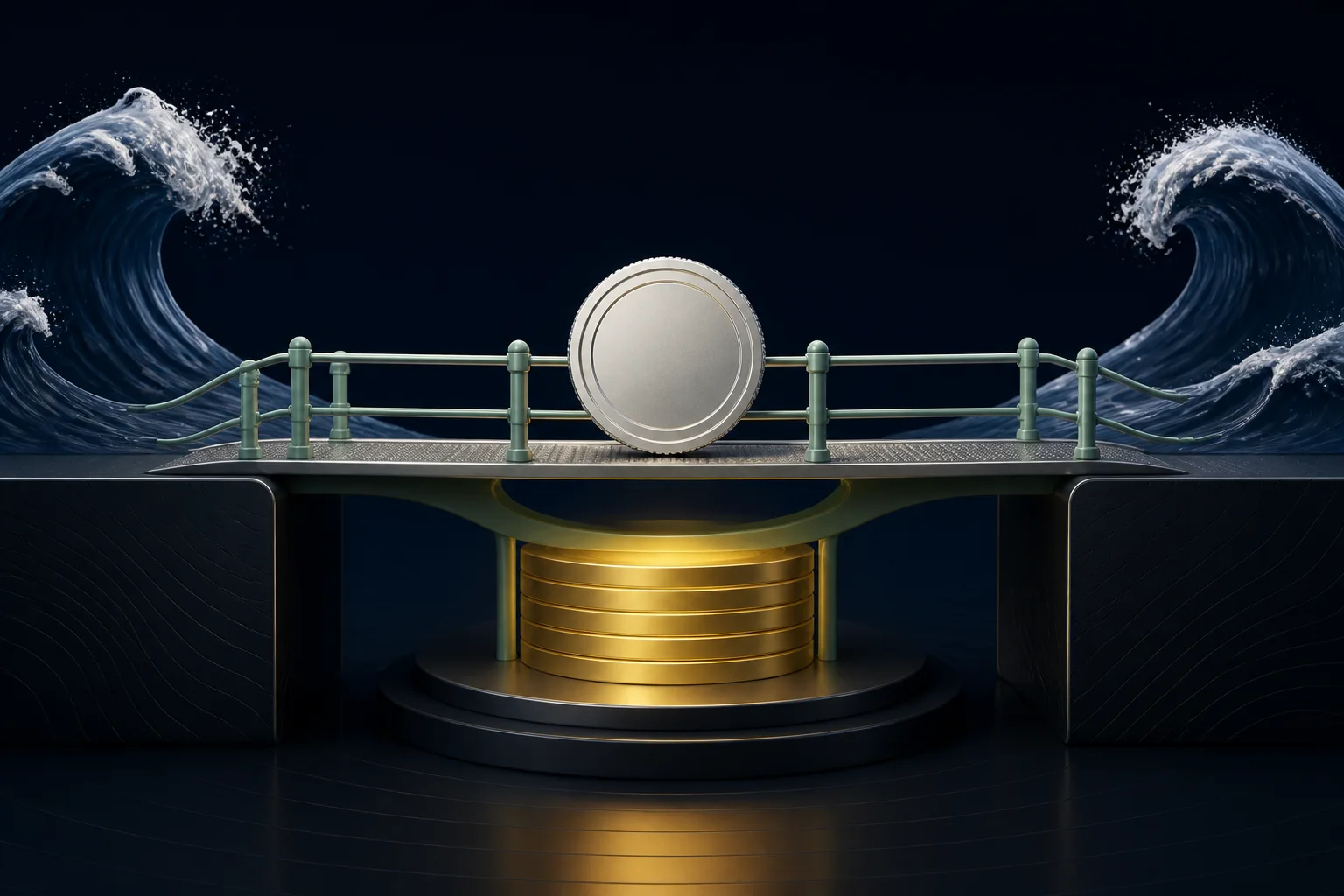 Conceptual stablecoin risk controls using a reserve buffer and protective guardrails